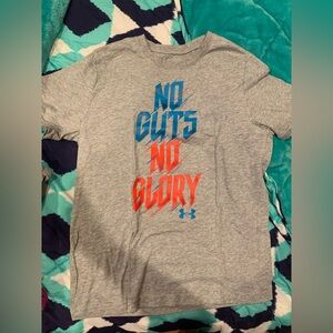 Under Armour Gray Kids Tee with Blue and Red Print